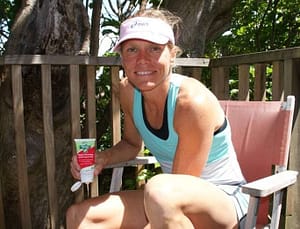 Sam Warriner World #1 ITU World Cup Triathlon -loves using Rapid Recovery Cream pictured here just before she won Taupo Ironman., Rapid Recovery gives her fast effective care for her hard working muscles and joints relieves DOMS fast and helps her train harder, recover faster, race better and achieve her personal best